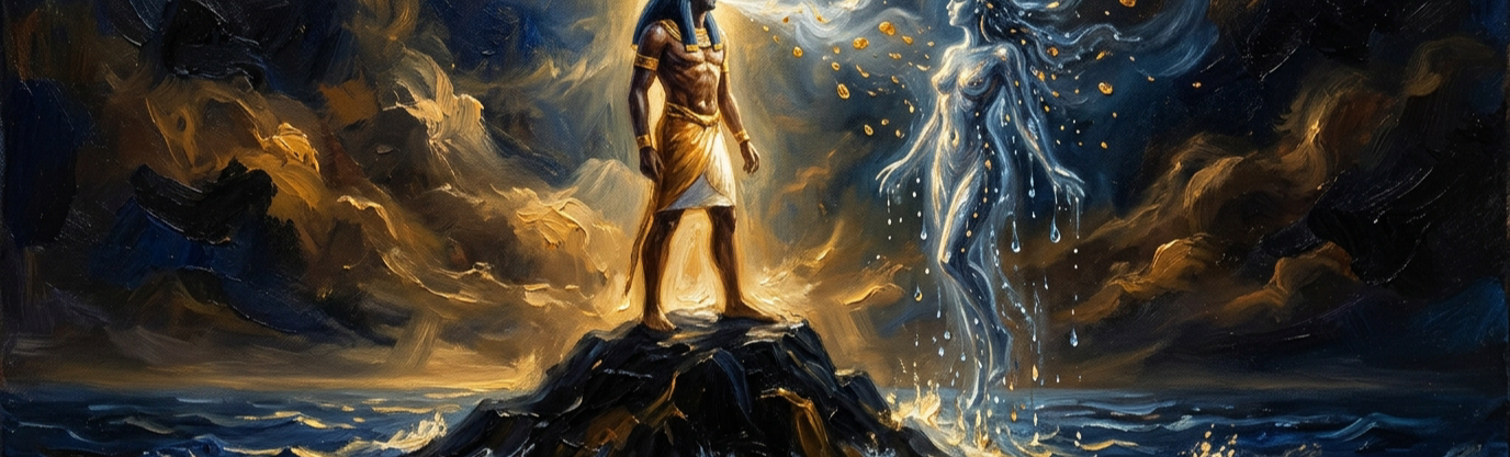 How did creator god Atum produce moisture goddess Tefnut in earliest Heliopolitan lore?