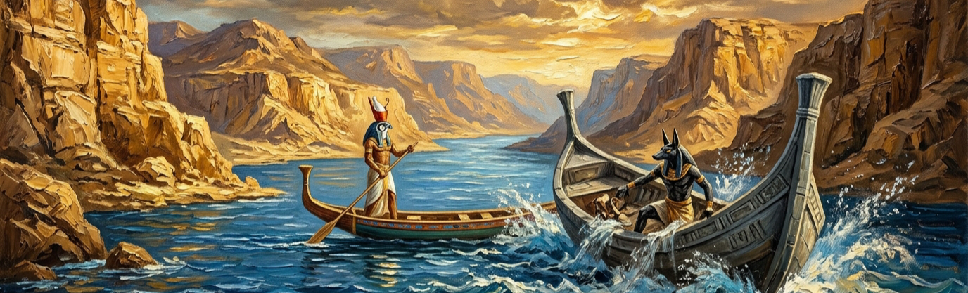 Why did Set's vessel sink instantly during his stone boat race against Horus?