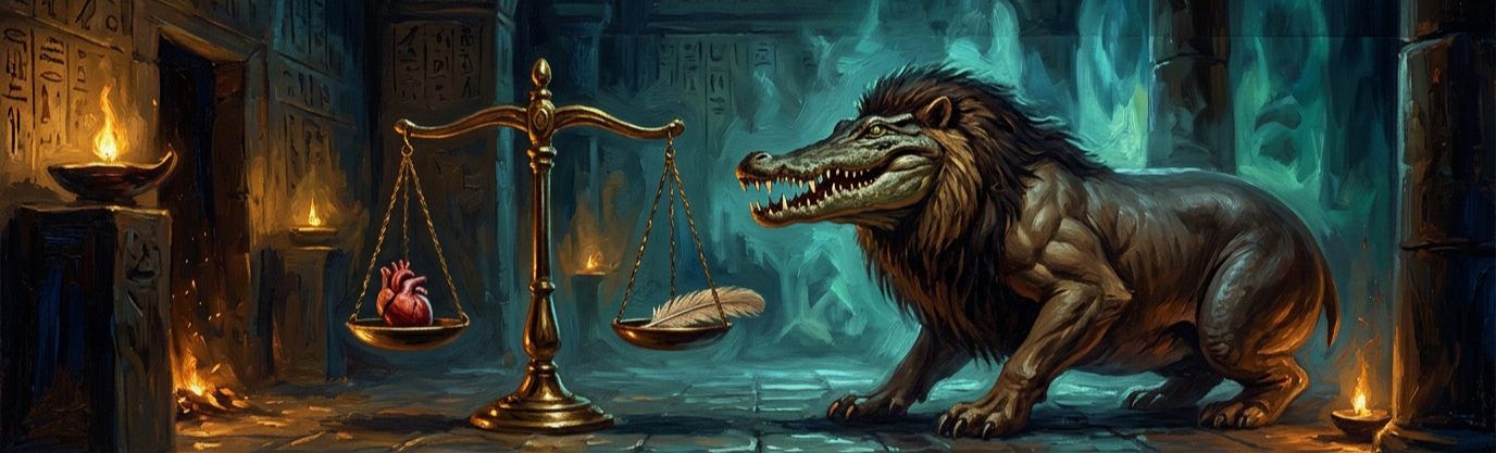 What creature comprised the backside of Ammit, the terrifying underworld heart devourer?