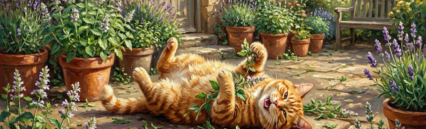 What chemical compound inside catnip triggers euphoric rolling and drooling in household cats?