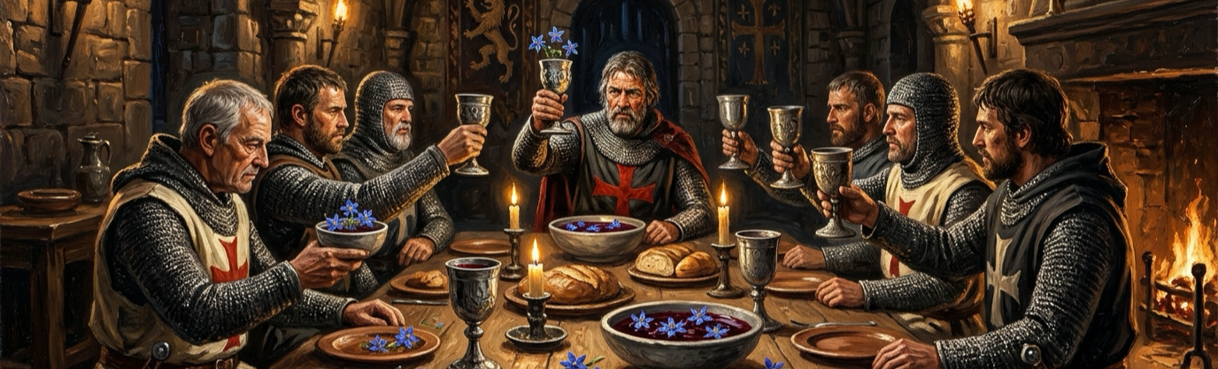 Why did medieval knights float starry borage flowers in their wine cups before battle?
