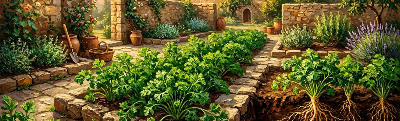 According to medieval European superstition, where does parsley seed journey before finally sprouting?