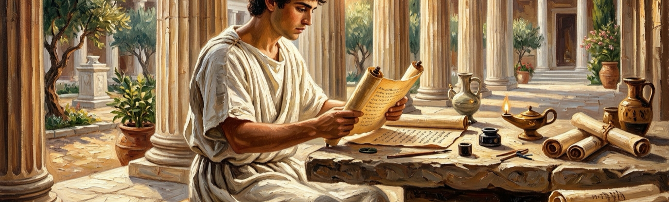 Why did scholars in ancient Greece wear fragrant rosemary garlands during difficult examinations?