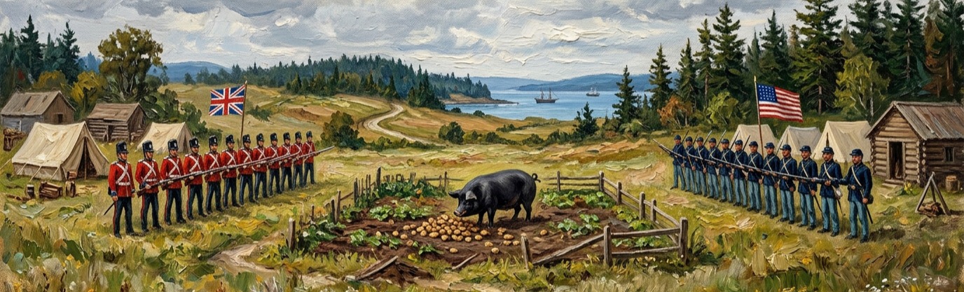 What triggered an armed military standoff between the US and Britain on San Juan Island in 1859?