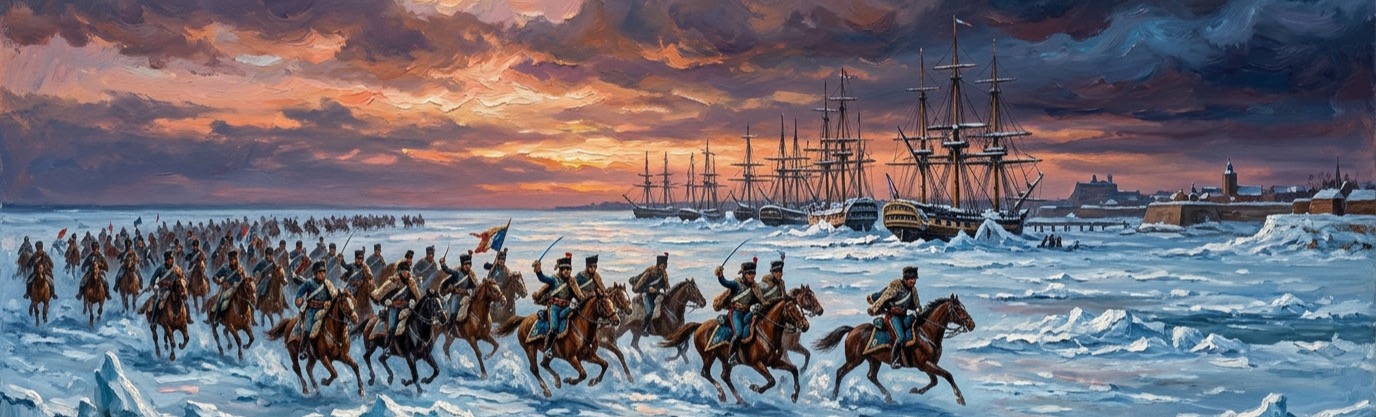How did French cavalry soldiers capture 14 Dutch warships at Den Helder in 1795?