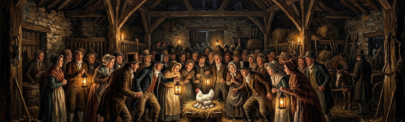 Why did crowds panic over a chicken in Leeds, England in 1806?