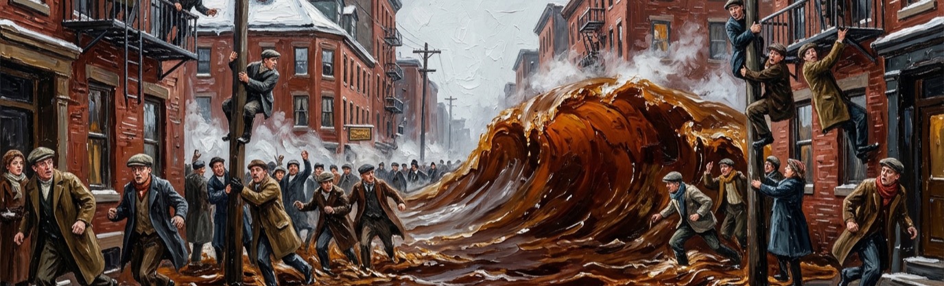 What drowned Boston's North End in a 25-foot-tall wave in 1919?