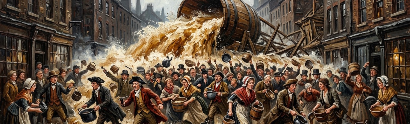 What flooded the streets of London in a 15-foot wave in October 1814?