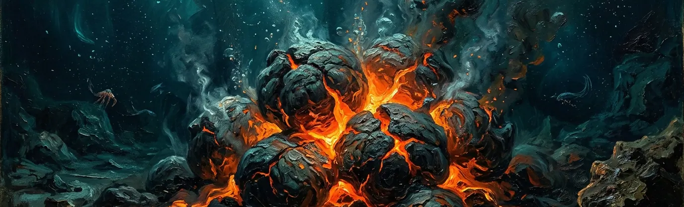 What bulbous, rounded shapes form when hot deep-sea lava hits freezing water?