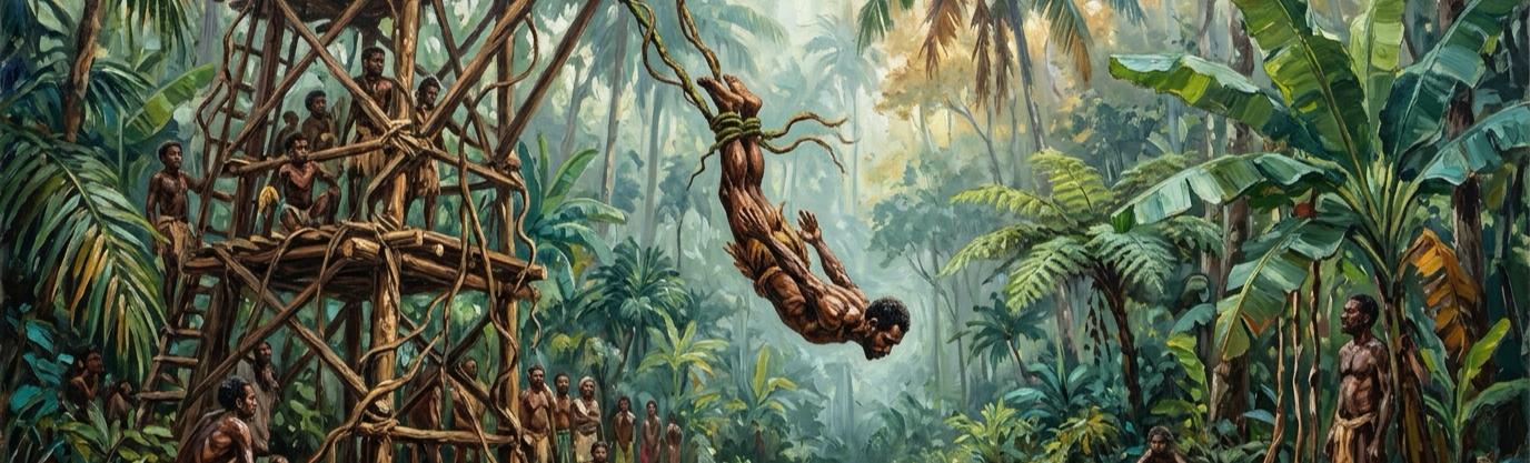 What wooden tower leap in Vanuatu inspired the modern sport of bungee jumping?