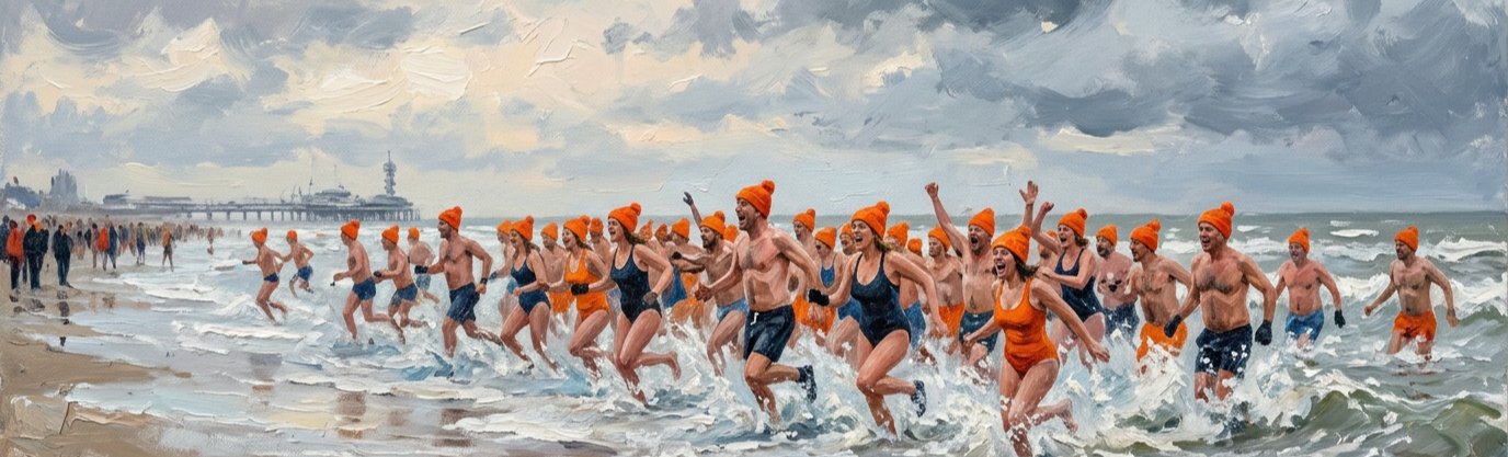 Why do Dutch swimmers sprint into freezing North Sea surf every New Year's Day?