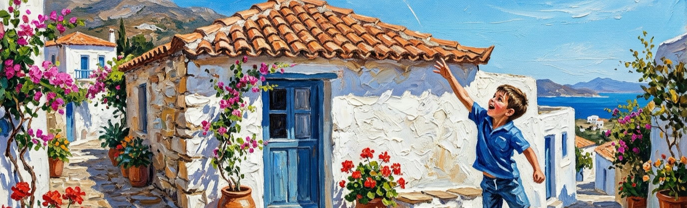 Why do Greek children toss their fallen baby teeth onto the roof?